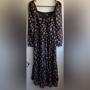 NWT 1. State Black and Pink Bishop Sleeve Sundress